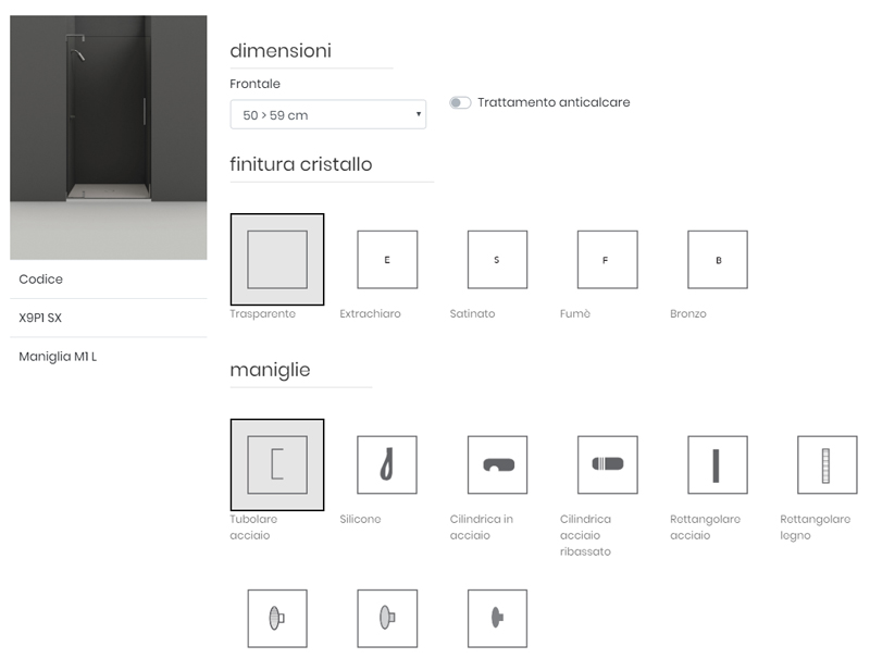 configuratore box doccia su misura